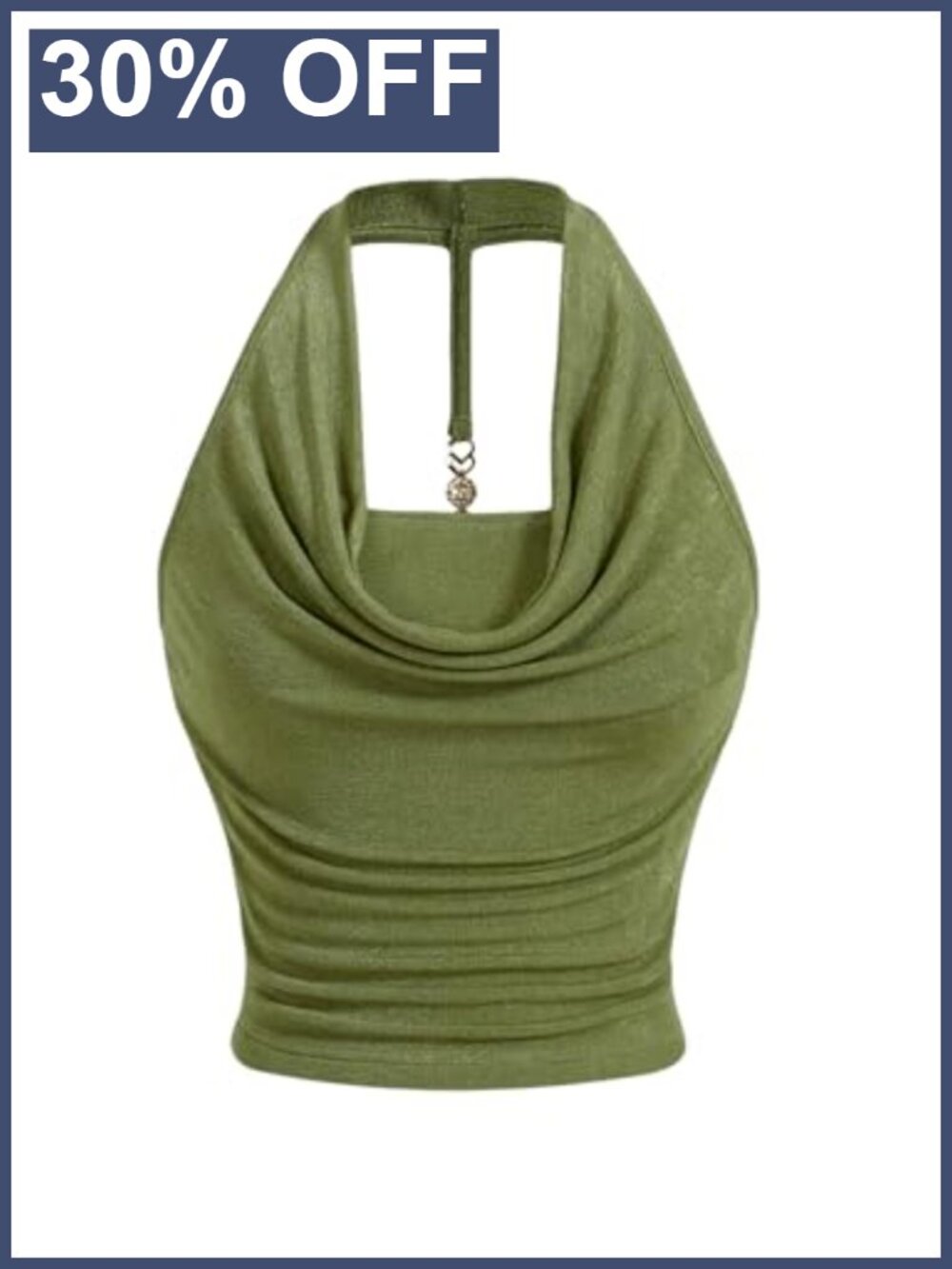 Cowl Neck Halter Crop Top Ruched Sleeveless Backless Tank Going Out